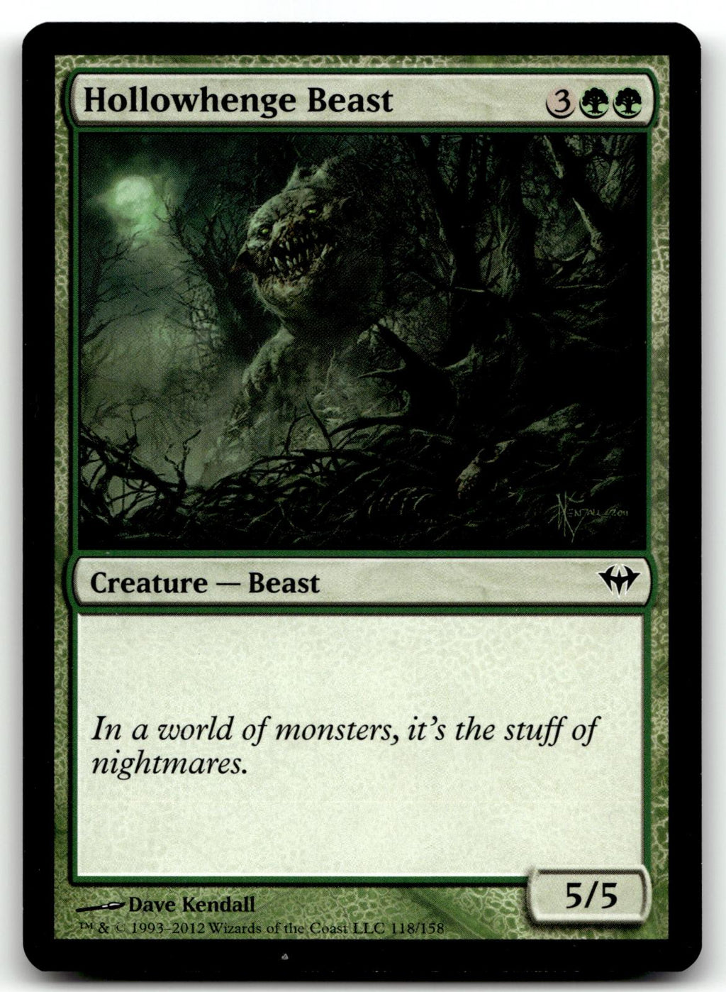 Hollowhenge Beast 118 Common Dark Ascension Magic: The Gathering Near Mint