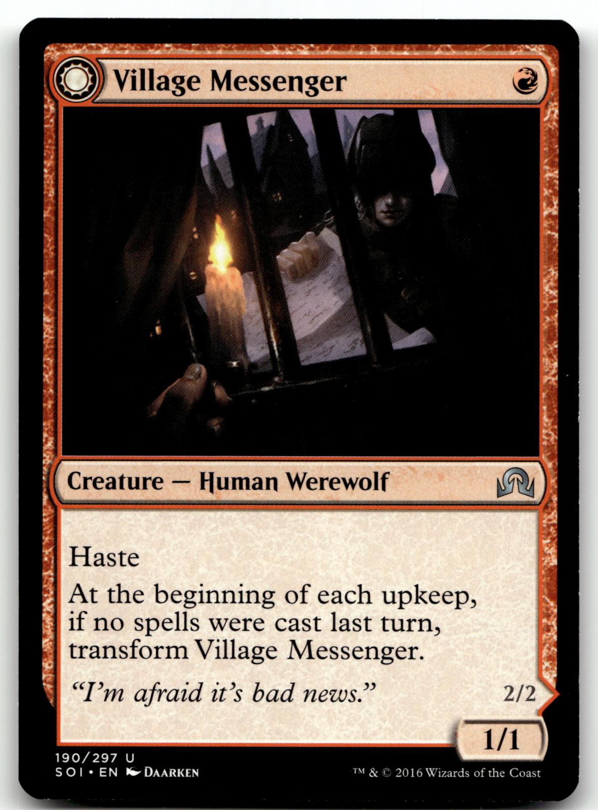 Village Messenger 190 Uncommon Shadows over Innistrad Magic: The Gathering NM