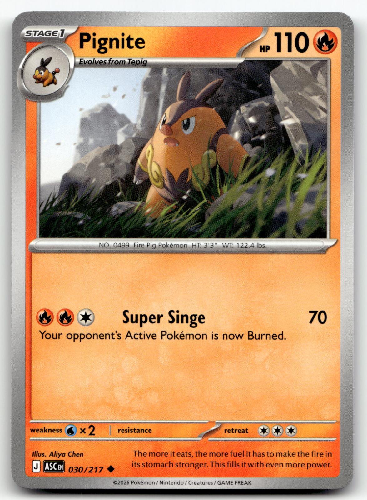 Pignite 030/217 Uncommon Ascended Heroes Pokemon Near Mint