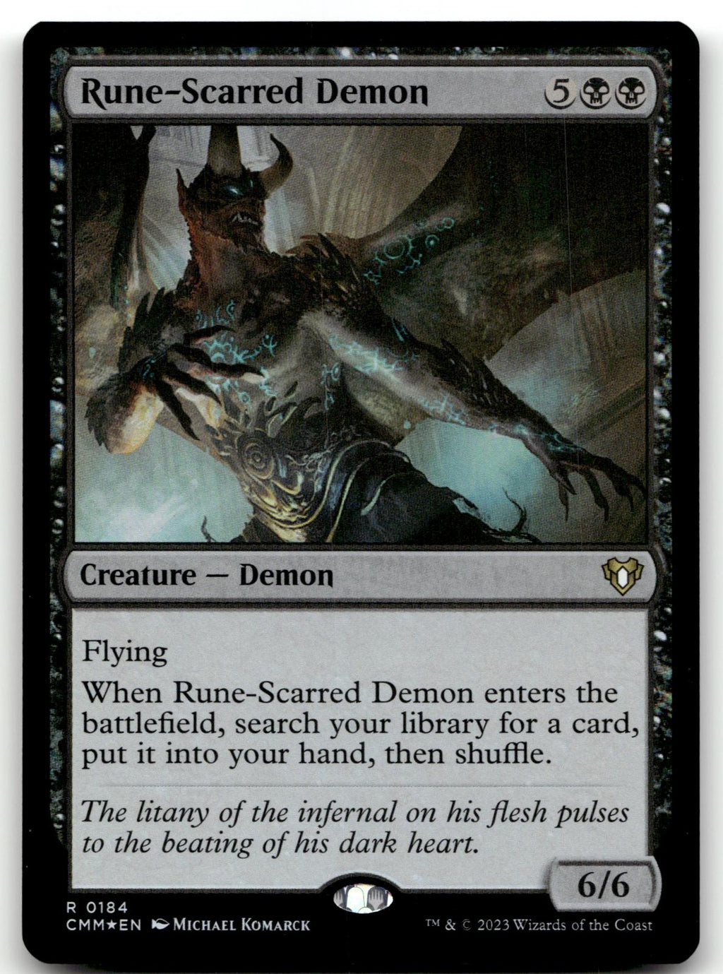 Rune-Scarred Demon 184 Rare Commander Masters Magic: The Gathering Foil NM