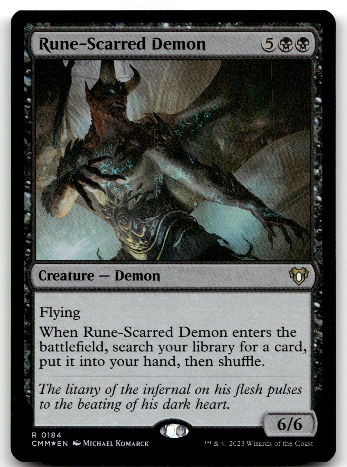 Rune-Scarred Demon 184 Rare Commander Masters Magic: The Gathering Foil NM