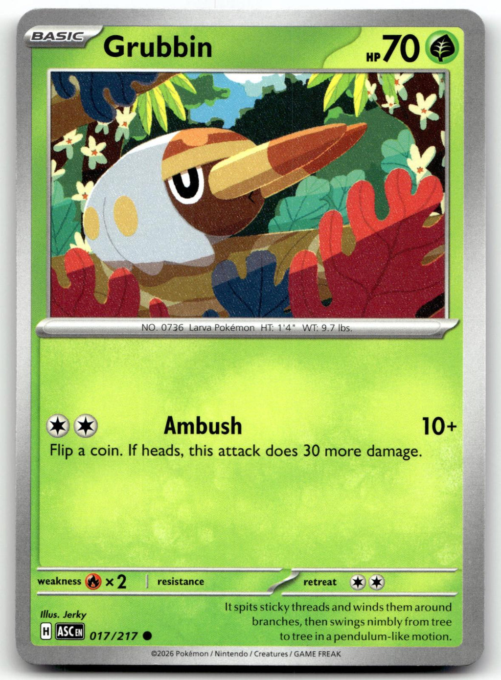 Grubbin 017/217 Common Ascended Heroes Pokemon Near Mint