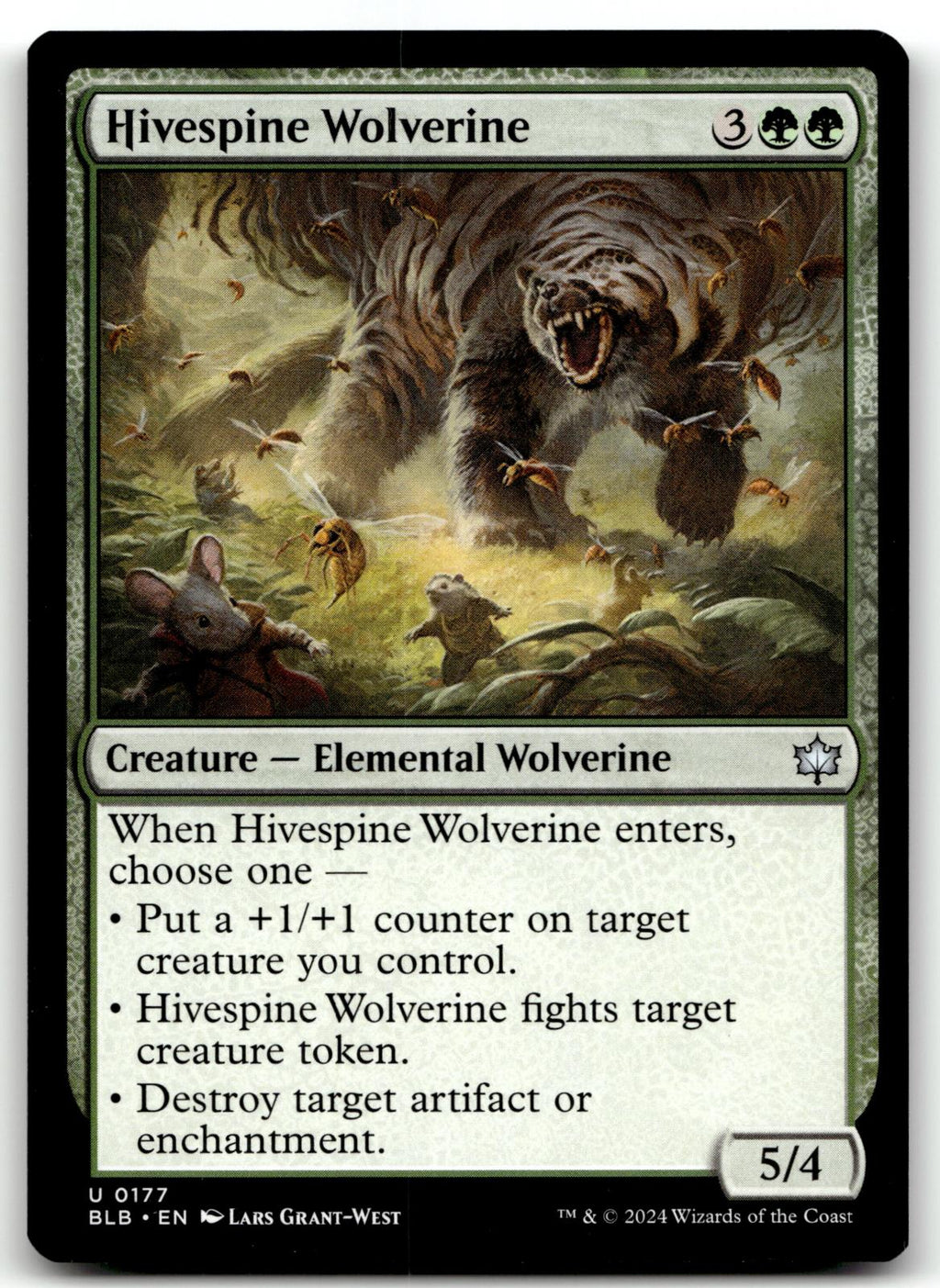 Hivespine Wolverine 177 Uncommon Bloomburrow Magic: The Gathering Near Mint