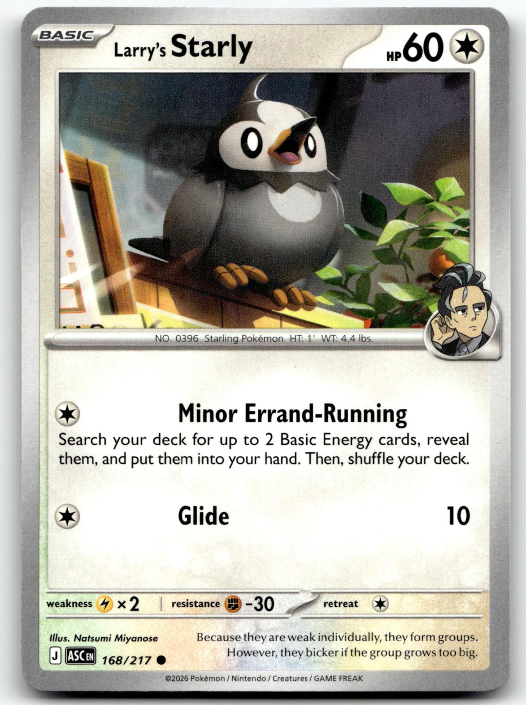 Larry's Starly 168/217 Common Ascended Heroes Pokemon Near Mint