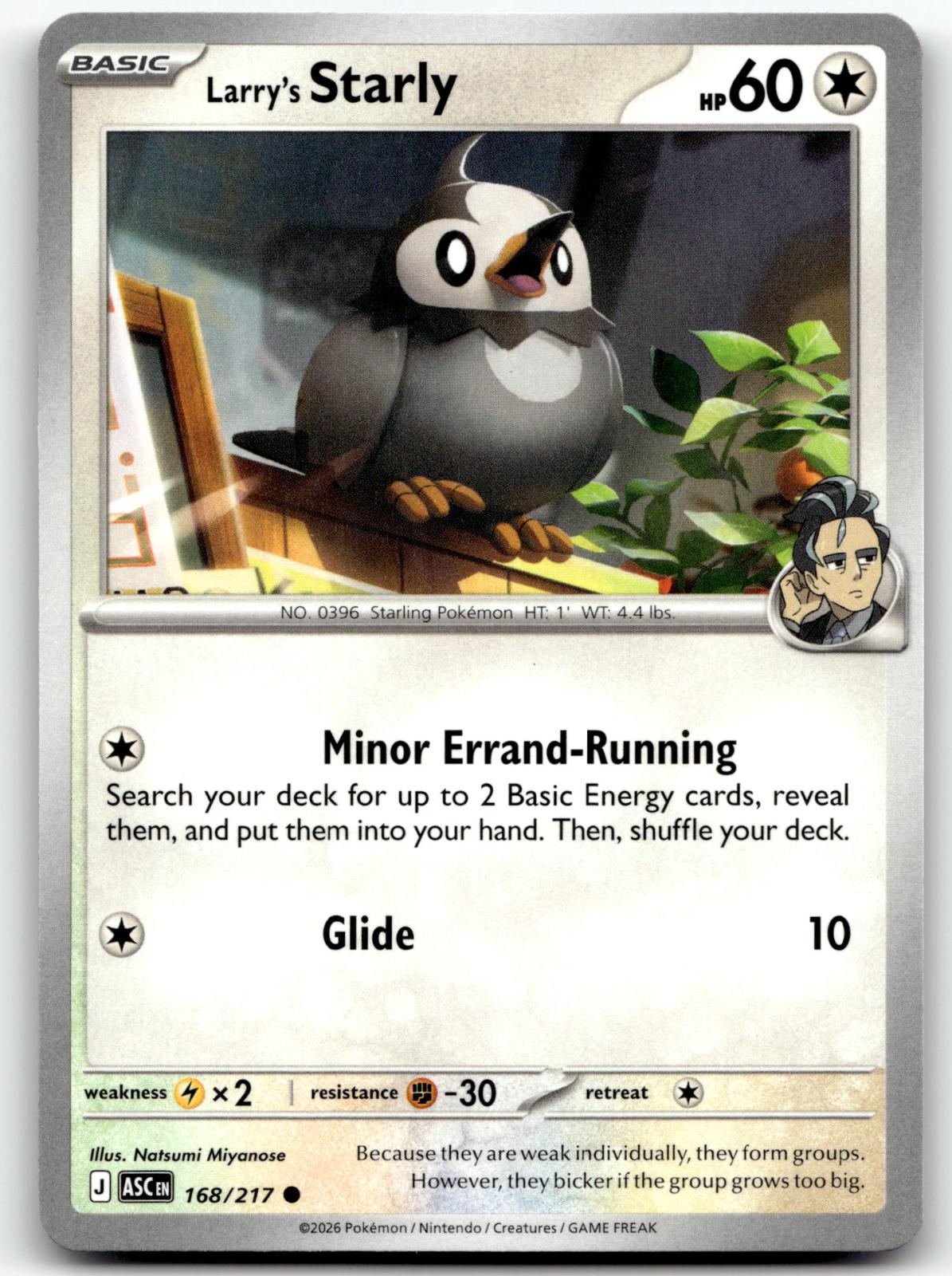 Larry's Starly 168/217 Common Ascended Heroes Pokemon Near Mint