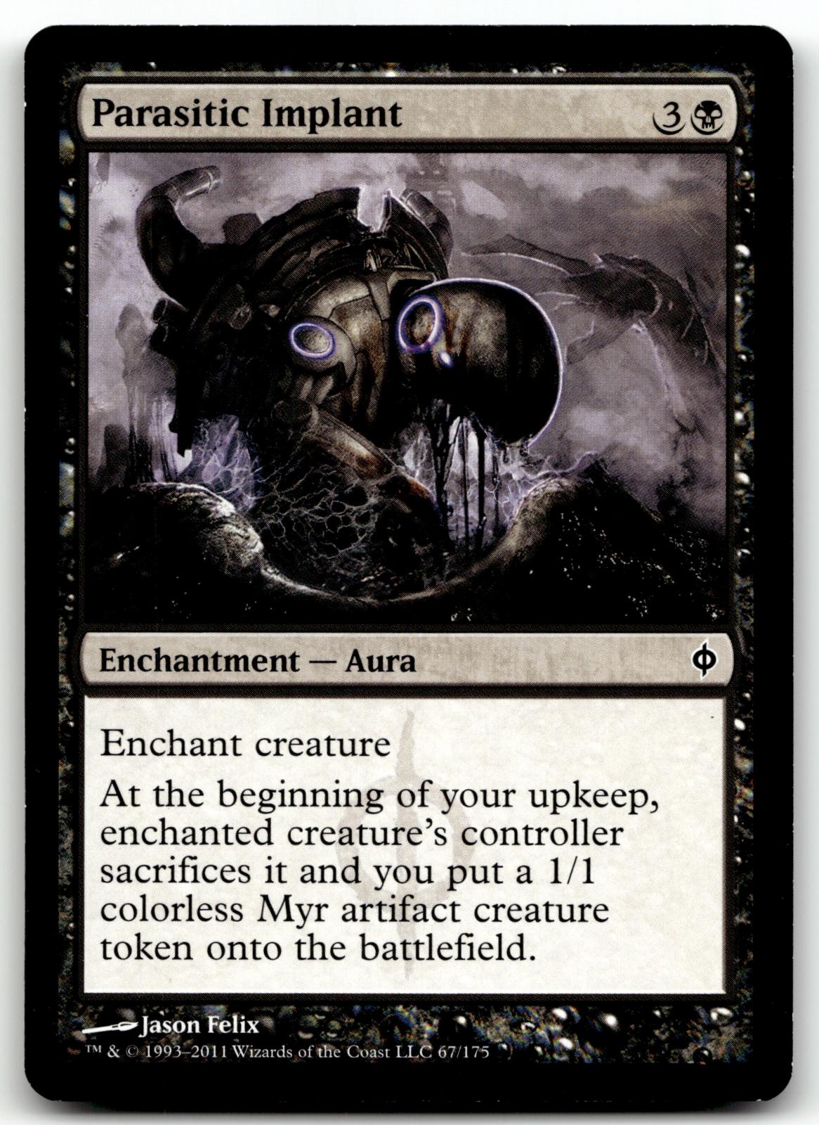Parasitic Implant 67 Common New Phyrexia Magic: The Gathering Near Mint
