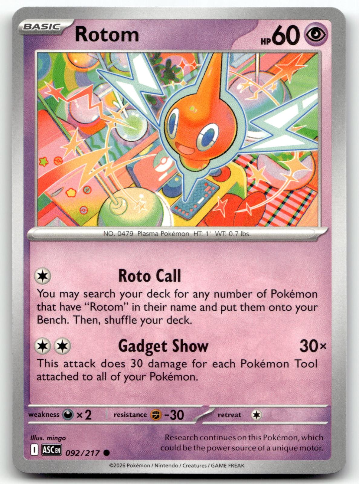 Rotom 092/217 Common Ascended Heroes Pokemon Near Mint