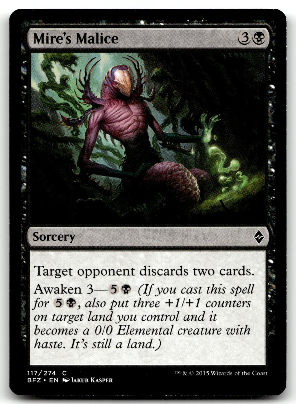 Mire's Malice 117 Common Battle for Zendikar Magic: The Gathering Near Mint