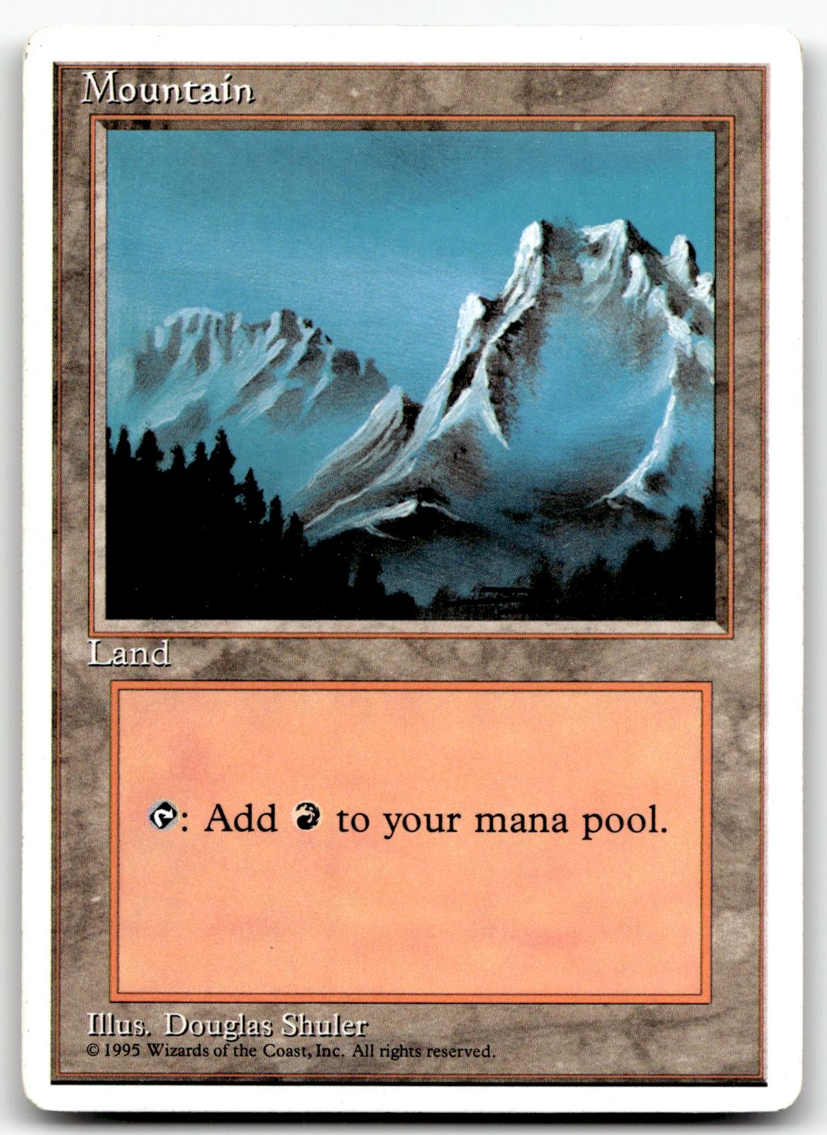 Mountain (B) 184 Land Fourth Edition Magic: The Gathering Near Mint