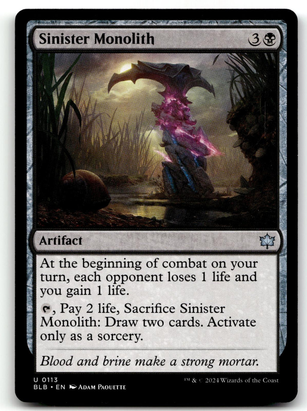 Sinister Monolith 113 Uncommon Bloomburrow Magic: The Gathering Near Mint