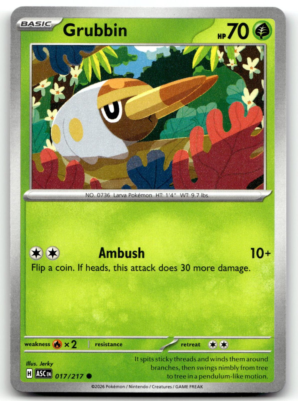 Grubbin 017/217 Common Ascended Heroes Pokemon Near Mint