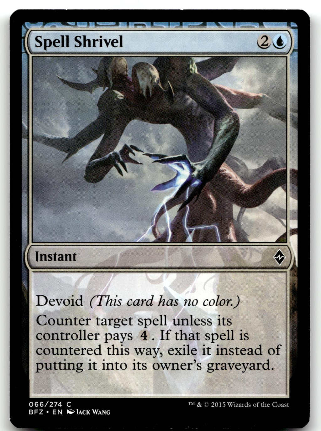 Spell Shrivel 66 Common Battle for Zendikar Magic: The Gathering Near Mint