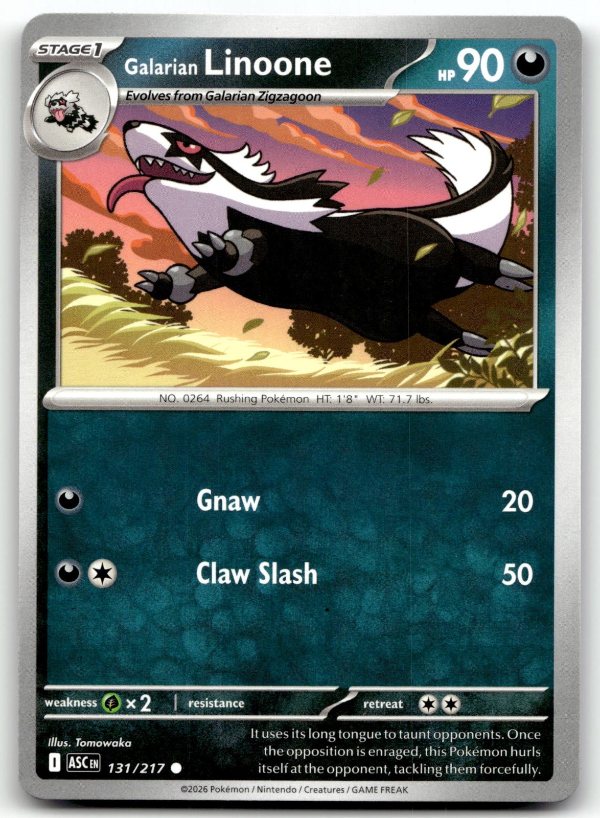 Galarian Linoone 131/217 Common Ascended Heroes Pokemon Near Mint
