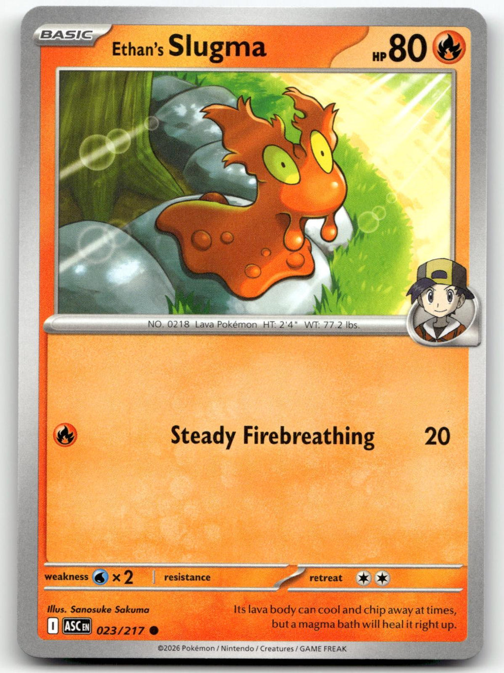Ethan's Slugma 023/217 Common Ascended Heroes Pokemon Near Mint
