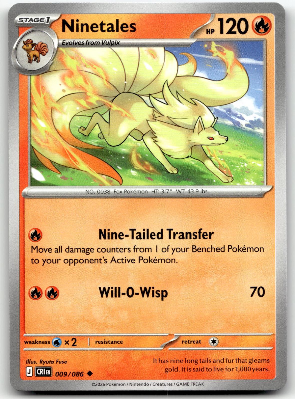 Ninetales 009/086 Uncommon Chaos Rising Pokemon Near Mint