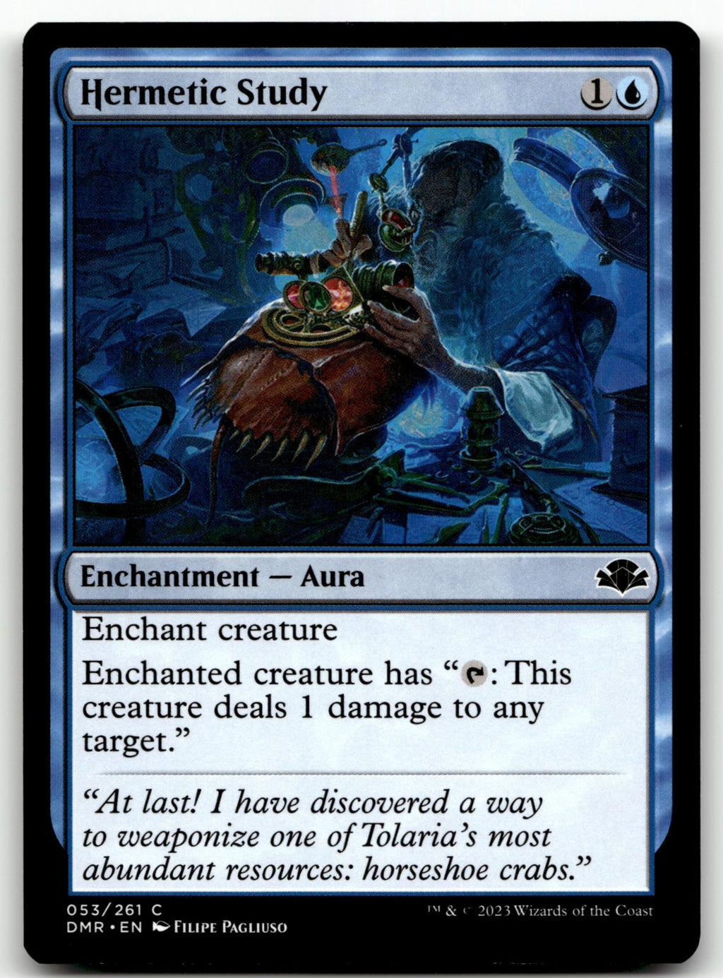 Hermetic Study 53 Common Dominaria Remastered Magic: The Gathering Near Mint