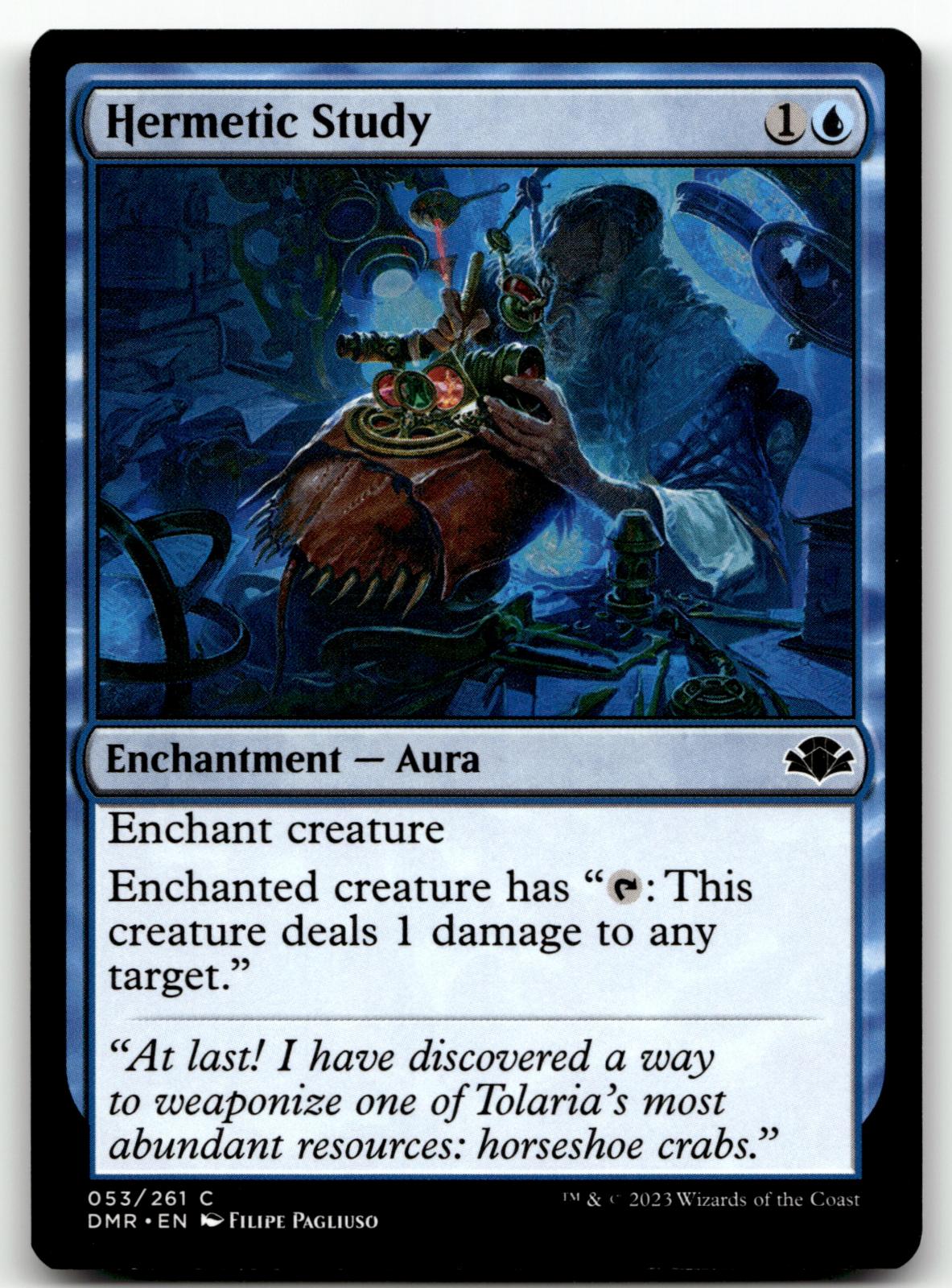 Hermetic Study 53 Common Dominaria Remastered Magic: The Gathering Near Mint