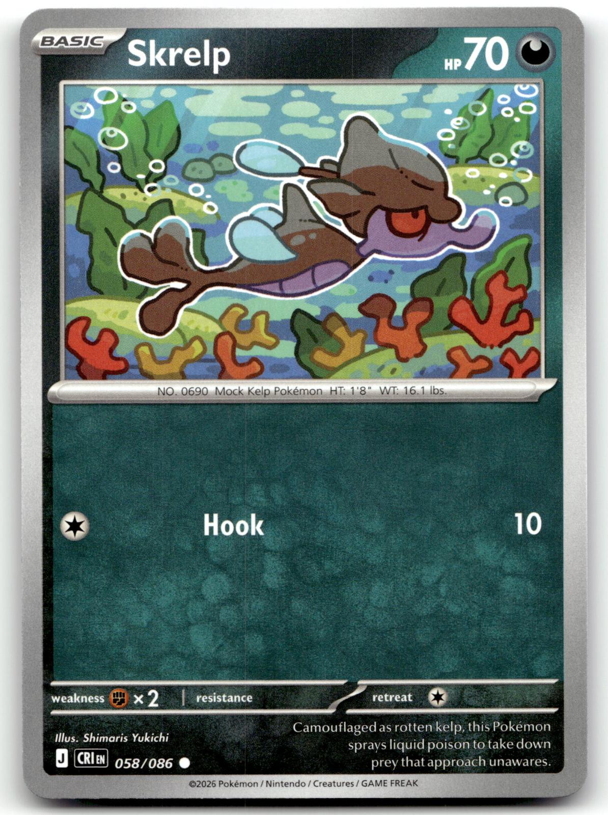 Skrelp 058/086 Common Chaos Rising Pokemon Near Mint