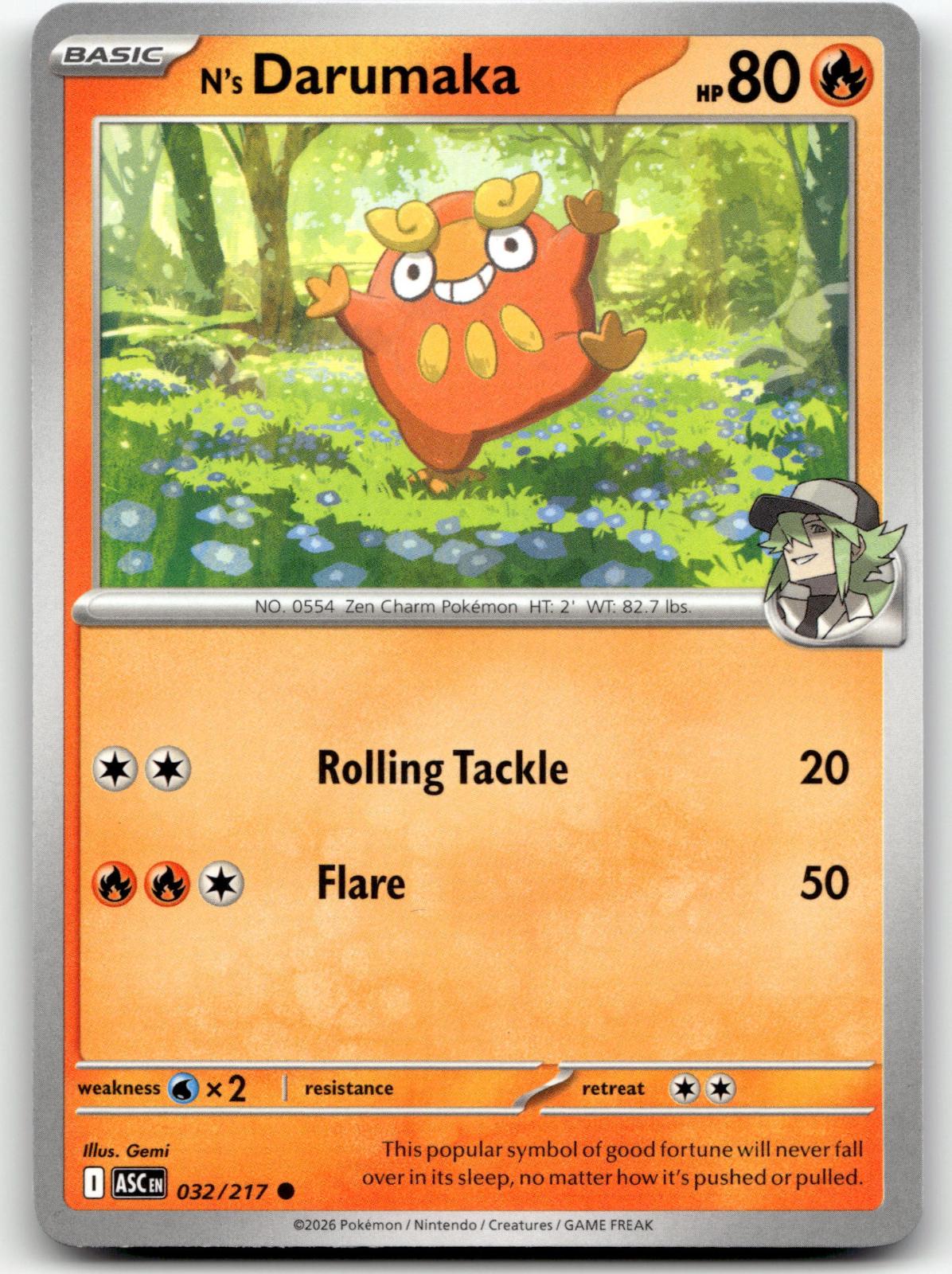 N's Darumaka 032/217 Common Ascended Heroes Pokemon Near Mint