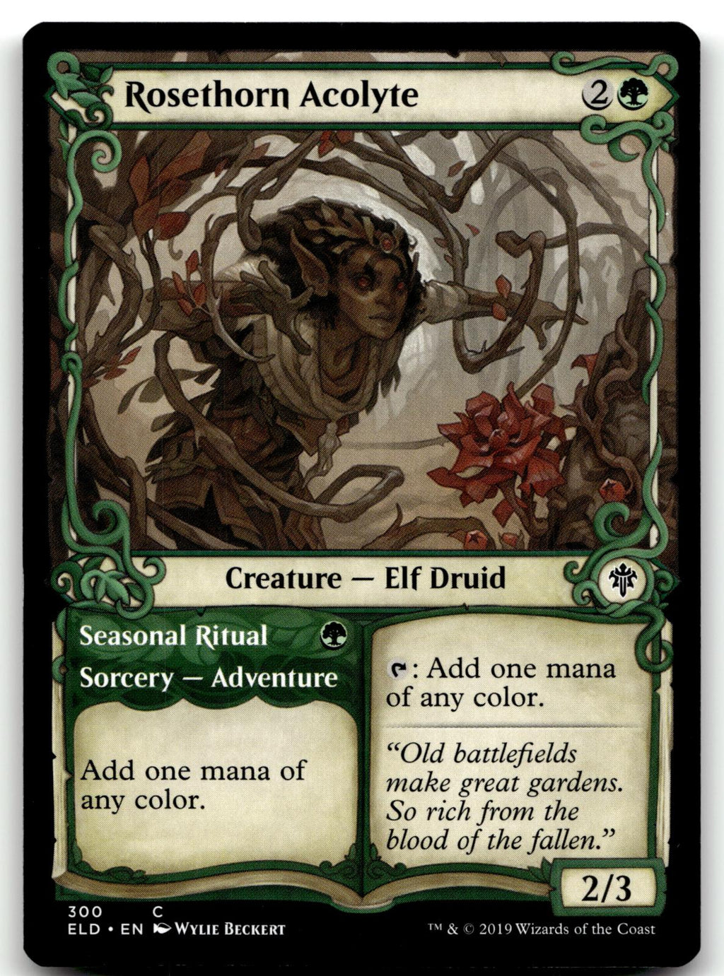Rosethorn Acolyte (Showcase) 300 Throne of Eldraine Magic: The Gathering NM