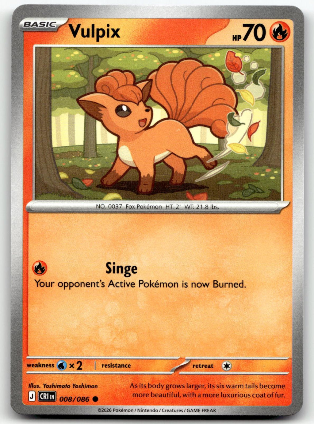 Vulpix 008/086 Common Chaos Rising Pokemon Near Mint