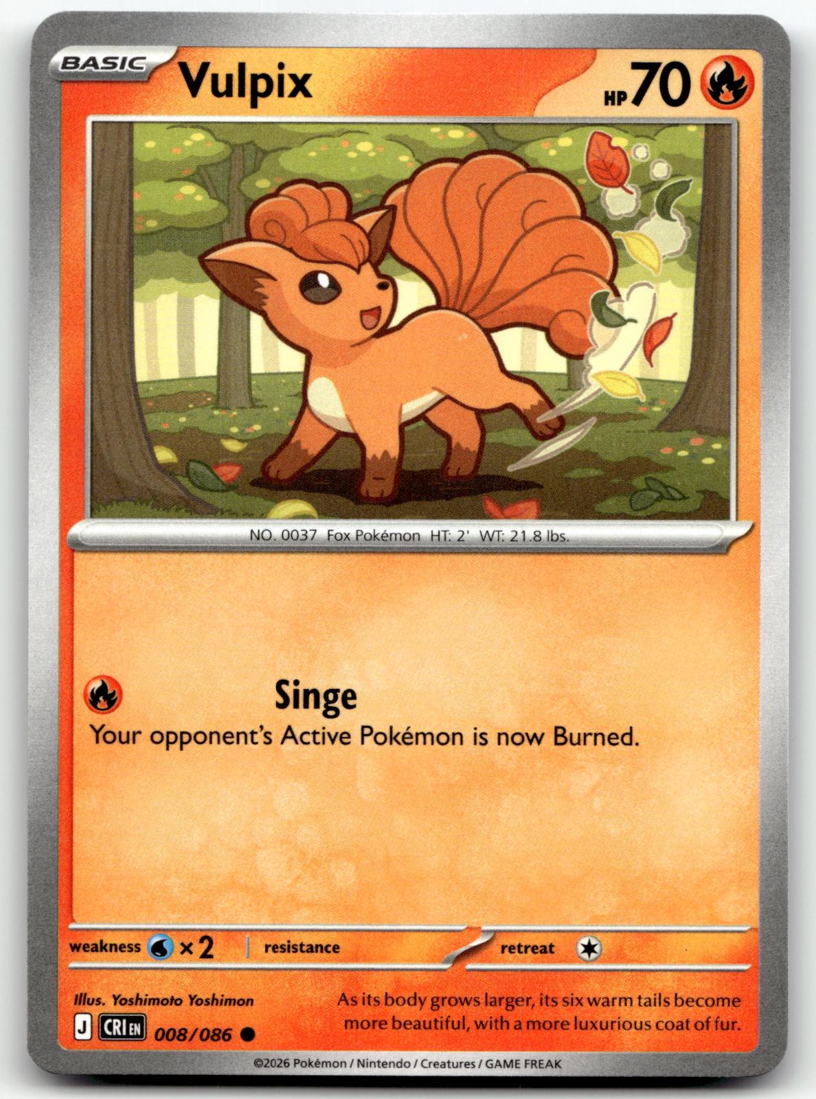 Vulpix 008/086 Common Chaos Rising Pokemon Near Mint