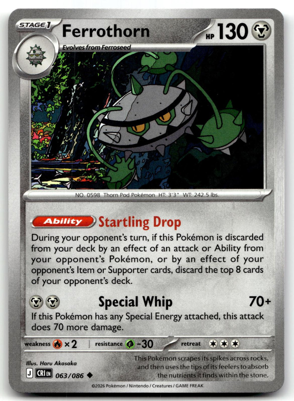 Ferrothorn 063/086 Uncommon Chaos Rising Pokemon Near Mint