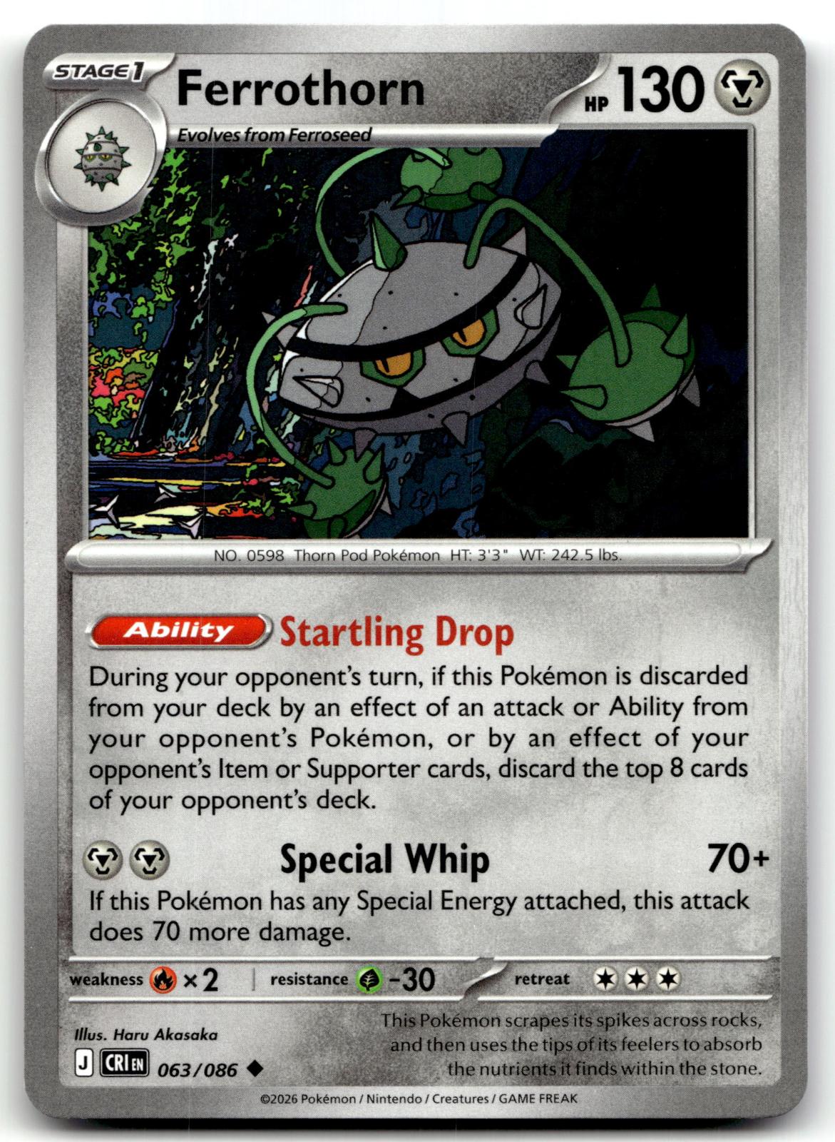 Ferrothorn 063/086 Uncommon Chaos Rising Pokemon Near Mint