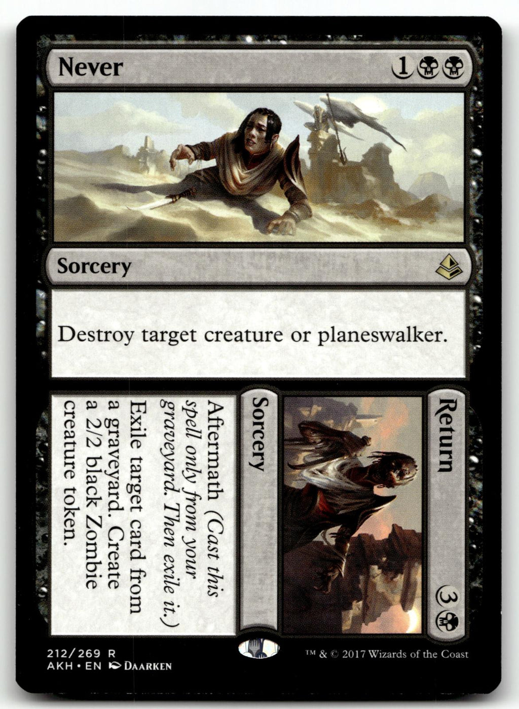 Never // Return 212 Rare Amonkhet Magic: The Gathering Near Mint