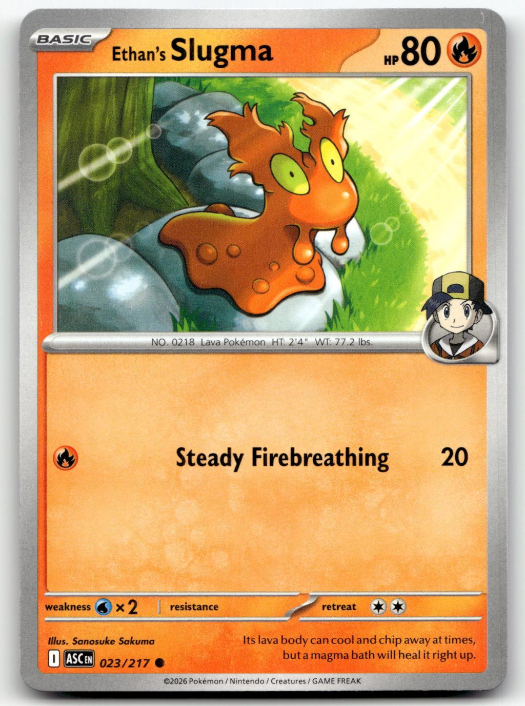 Ethan's Slugma 023/217 Common Ascended Heroes Pokemon Near Mint