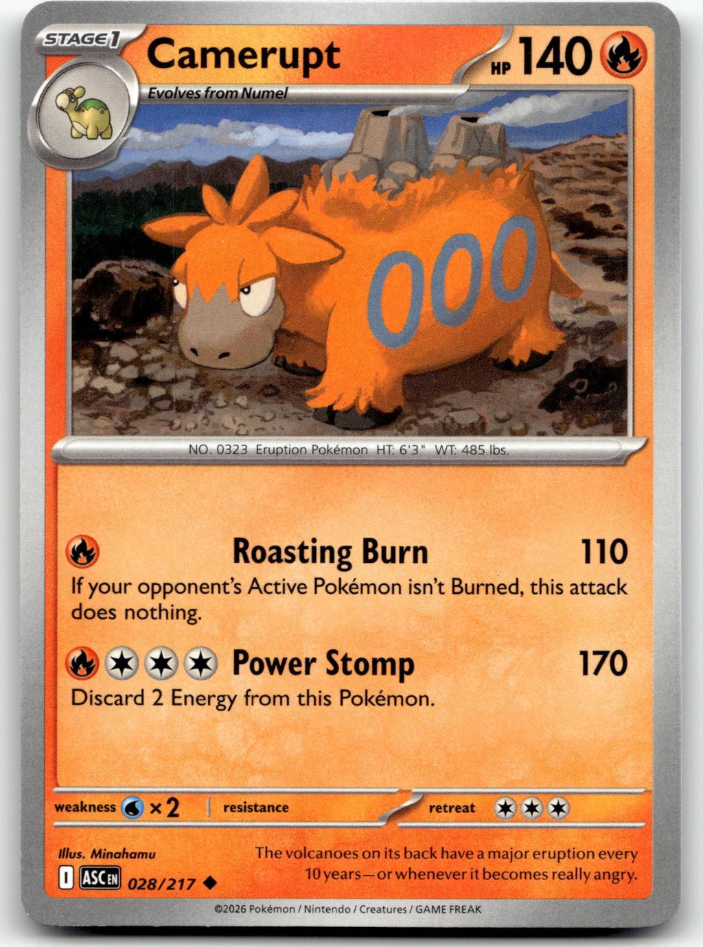 Camerupt 028/217 Uncommon Ascended Heroes Pokemon Near Mint