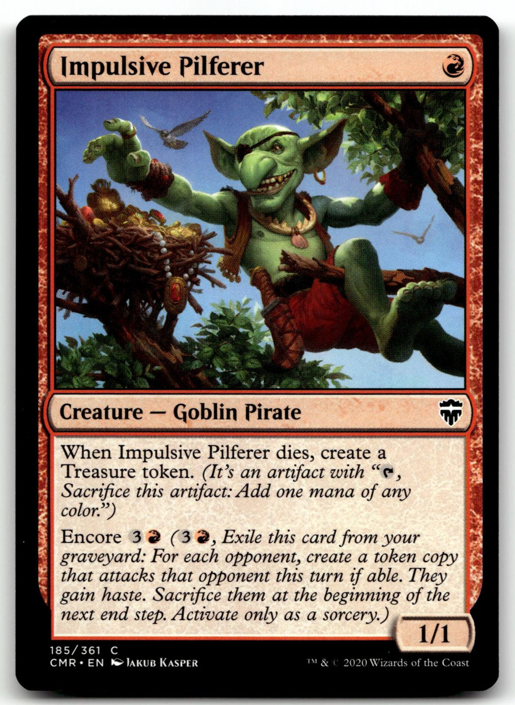 Impulsive Pilferer 185 Common Commander Legends Magic: The Gathering Near Mint