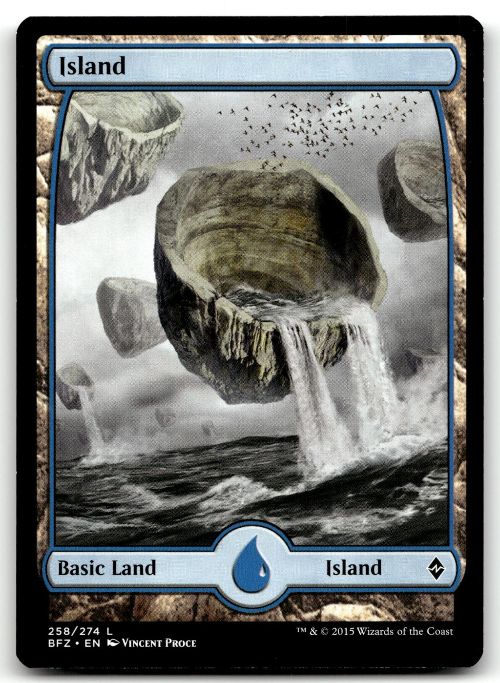 Island (258) - Full Art 258 Land Battle for Zendikar Magic: The Gathering NM
