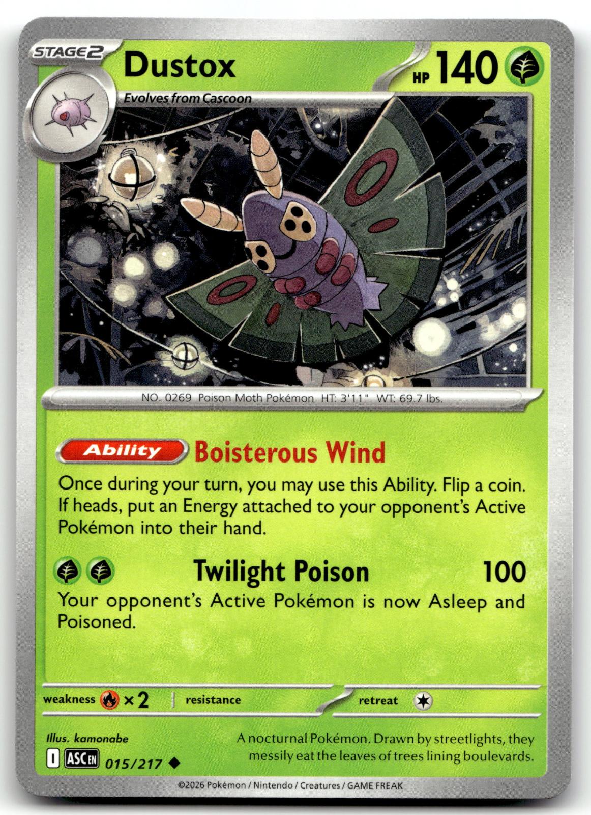 Dustox 015/217 Uncommon Ascended Heroes Pokemon Near Mint