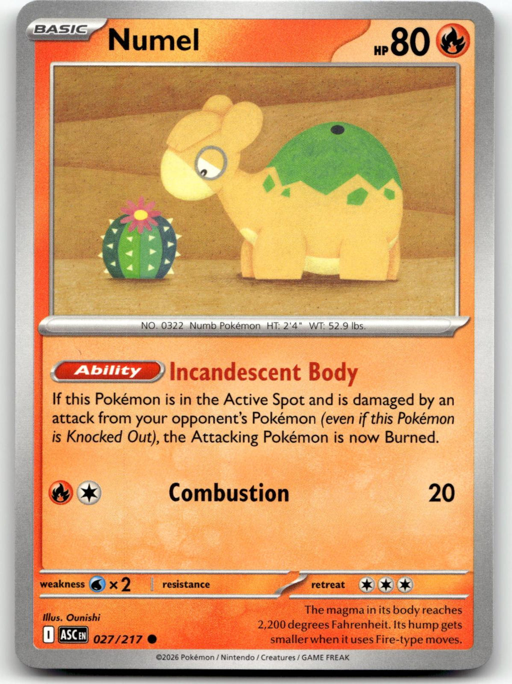 Numel 027/217 Common Ascended Heroes Pokemon Near Mint