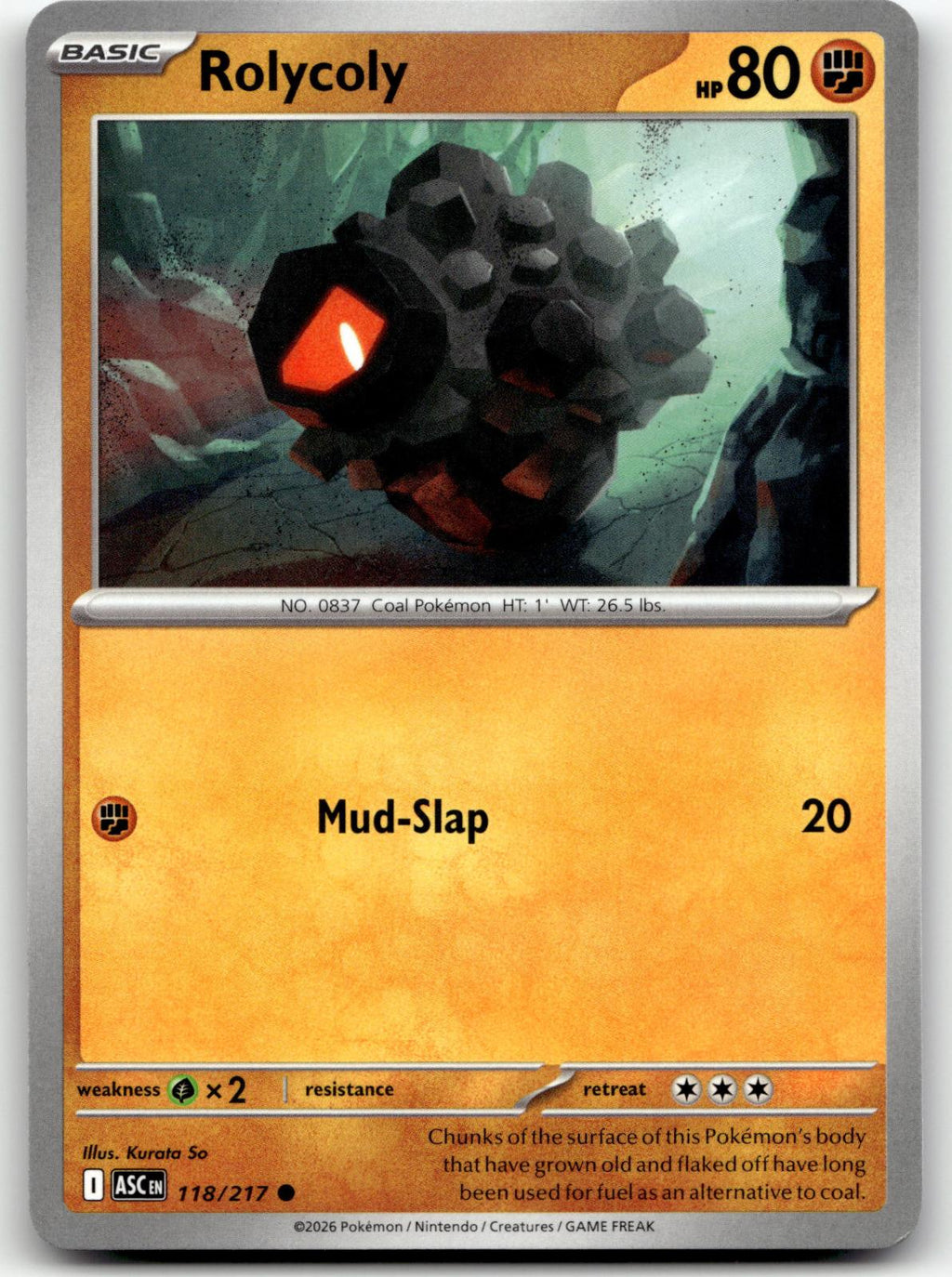 Rolycoly 118/217 Common Ascended Heroes Pokemon Near Mint