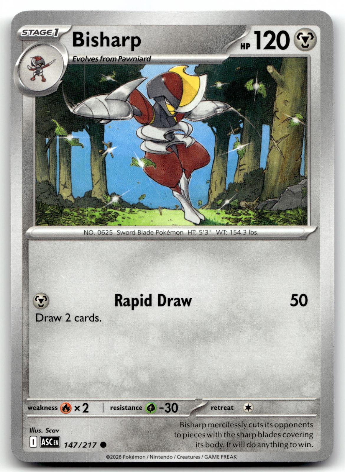 Bisharp 147/217 Common Ascended Heroes Pokemon Near Mint