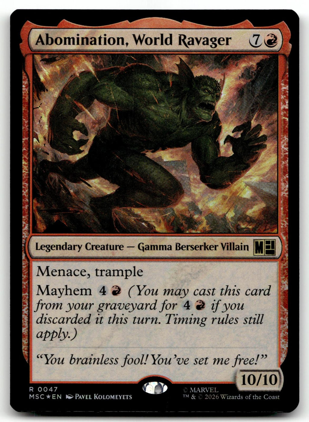 Abomination, World Ravager (Surge Foil) 47 Holo Commander: Marvel Super Heroes 