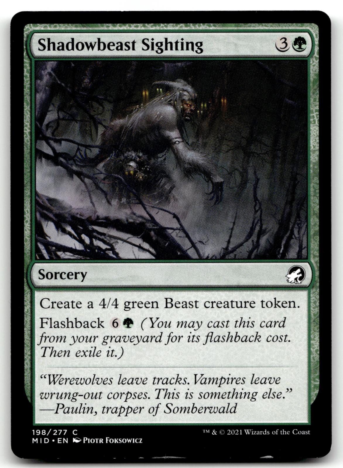 Shadowbeast Sighting 198 Common Innistrad: Midnight Hunt Magic: The Gathering NM