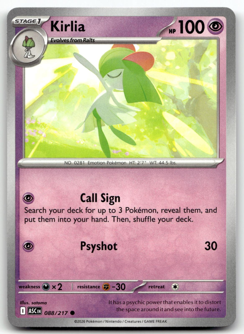 Kirlia 088/217 Common Ascended Heroes Pokemon Near Mint