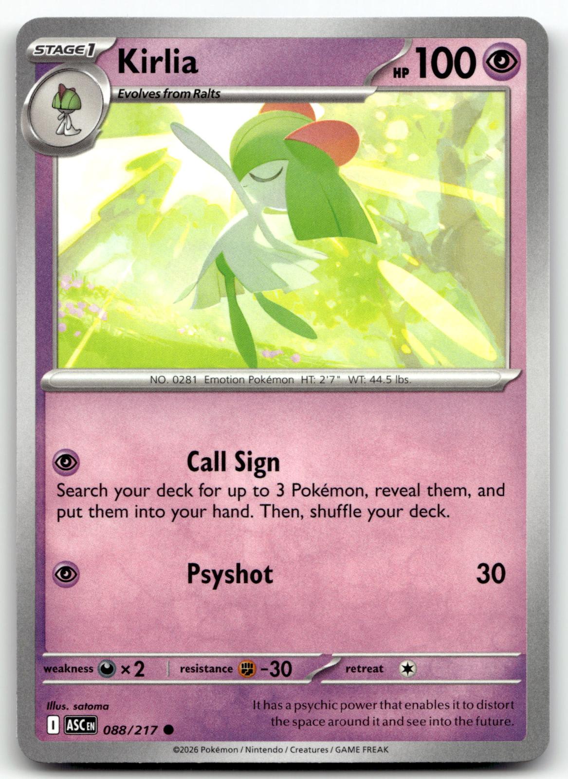 Kirlia 088/217 Common Ascended Heroes Pokemon Near Mint