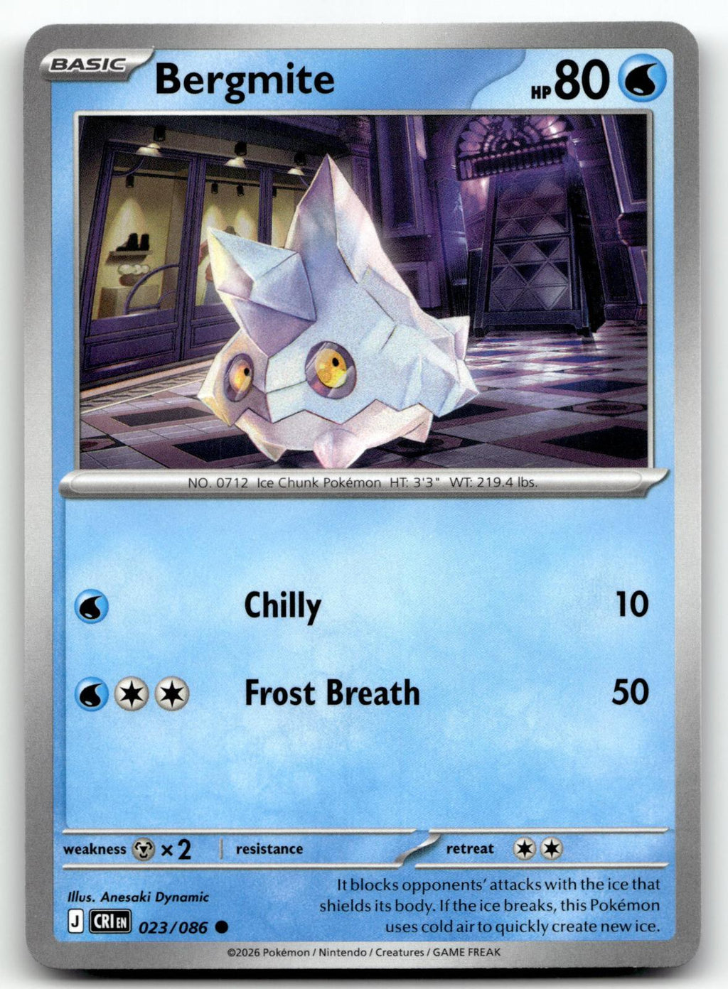 Bergmite 023/086 Common Chaos Rising Pokemon Near Mint