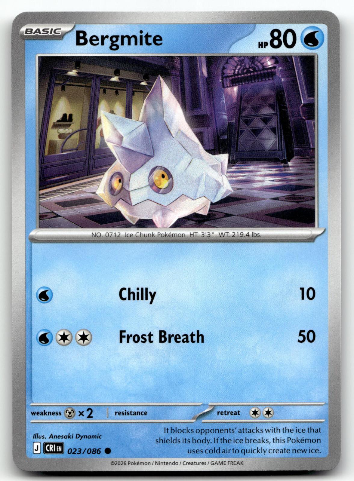 Bergmite 023/086 Common Chaos Rising Pokemon Near Mint