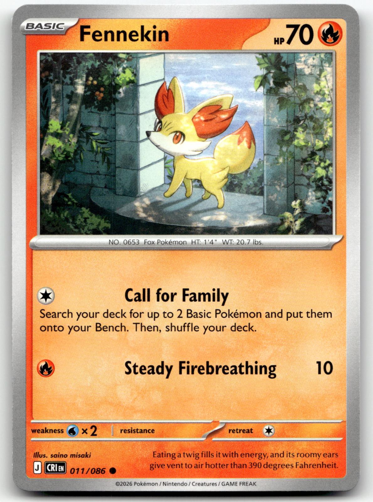 Fennekin 011/086 Common Chaos Rising Pokemon Near Mint