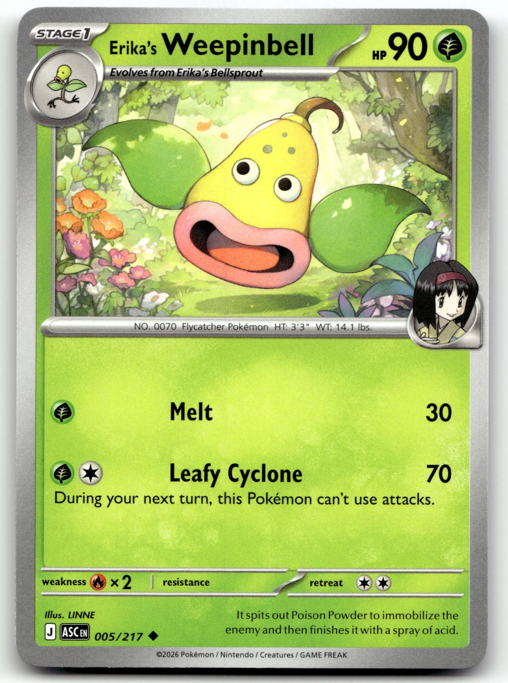 Erika's Weepinbell 005/217 Uncommon Ascended Heroes Pokemon Near Mint