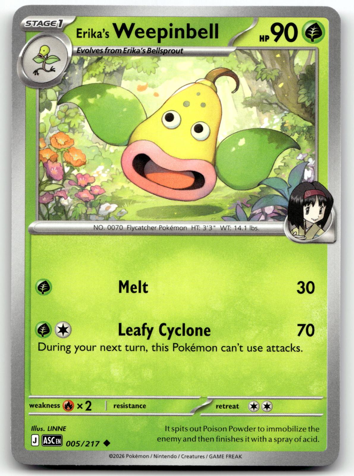 Erika's Weepinbell 005/217 Uncommon Ascended Heroes Pokemon Near Mint