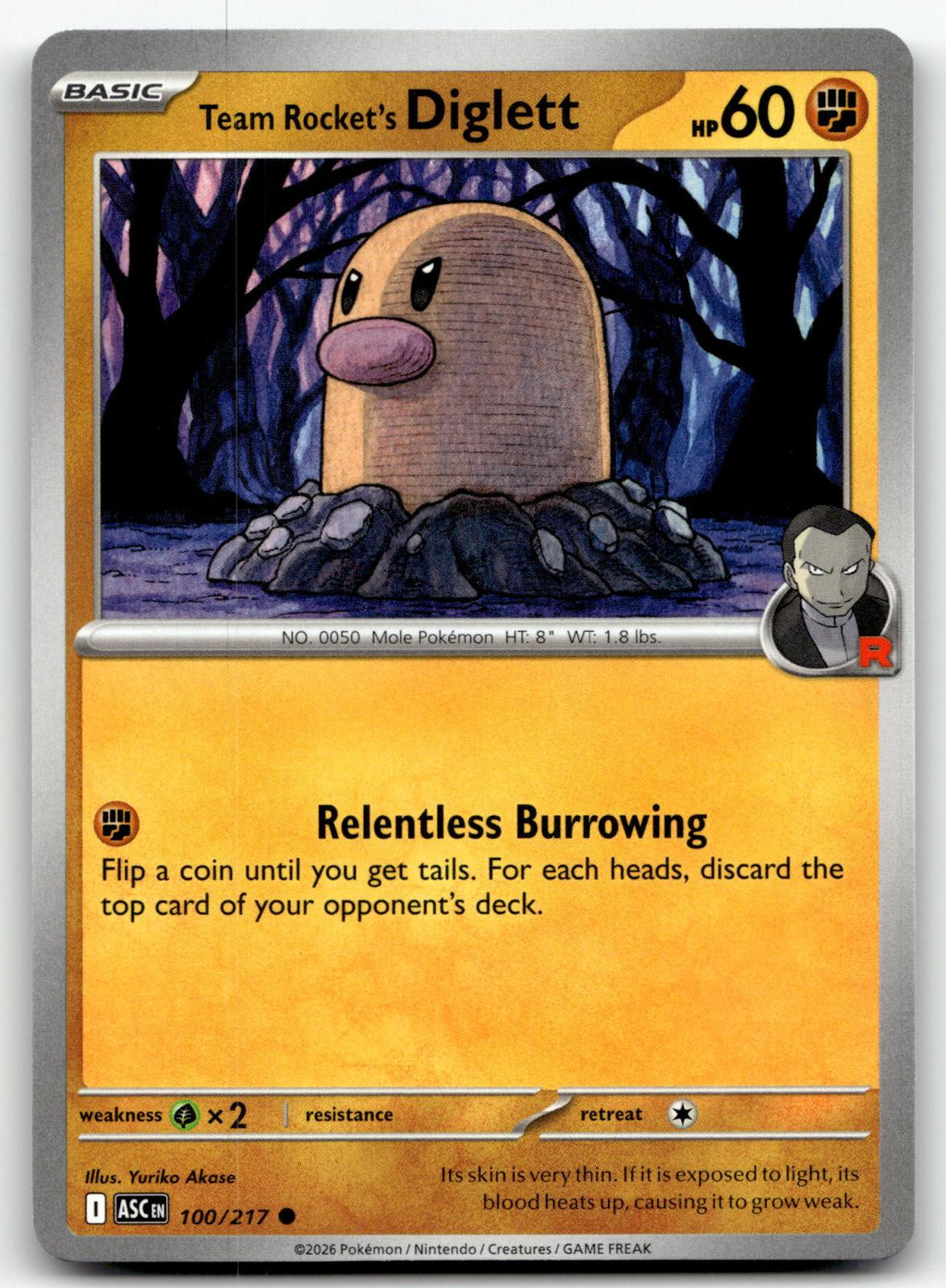 Team Rocket's Diglett 100/217 Common Ascended Heroes Pokemon Near Mint