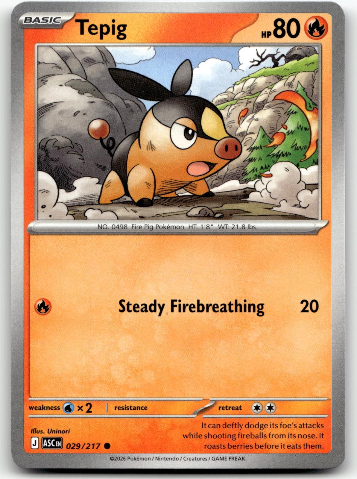 Tepig 029/217 Common Ascended Heroes Pokemon Near Mint