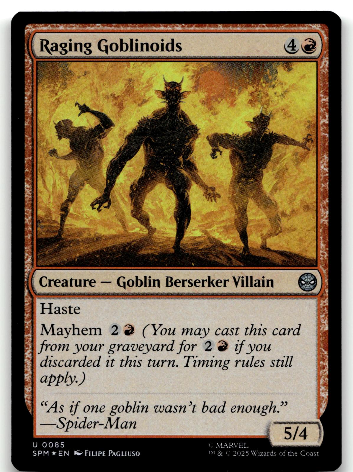 Raging Goblinoids 85 Uncommon Marvel's Spider-Man Magic: The Gathering Foil NM