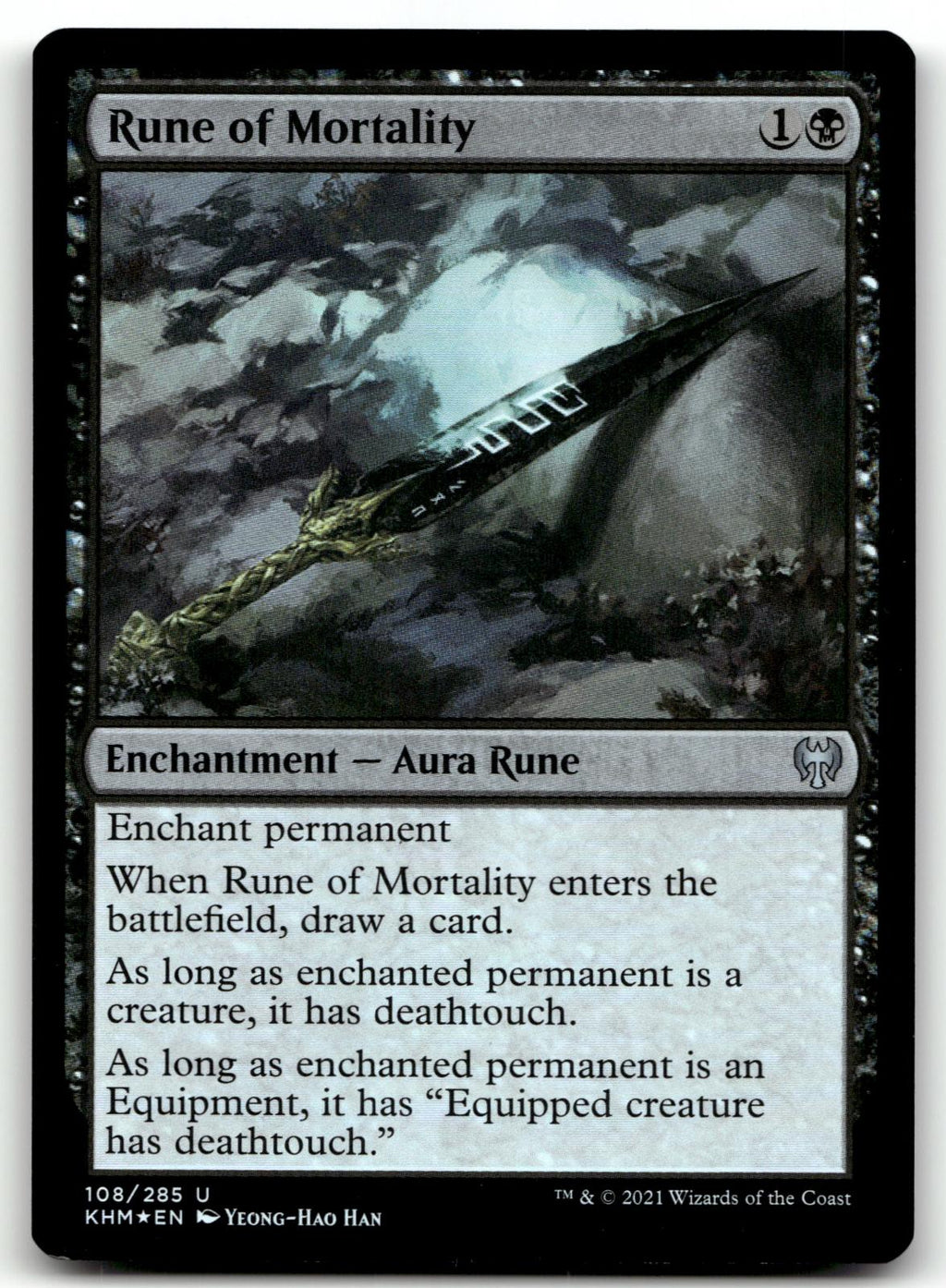 Rune of Mortality 108 Uncommon Kaldheim Magic: The Gathering Foil Near Mint